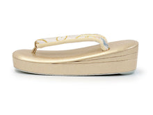 將圖片載入圖庫檢視器 Zori sandles and bag set, Women, White, Gold, arabesque pattern