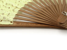 画像をギャラリービューアに読み込む, Sensu, foldable fan, fan bag, 2-piece set in paulownia box ,women, yellow, lace