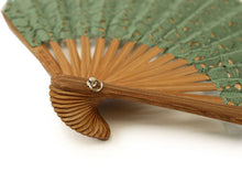 画像をギャラリービューアに読み込む, Sensu, foldable fan, fan bag, 2-piece set in paulownia box ,women, green, lace