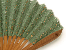 画像をギャラリービューアに読み込む, Sensu, foldable fan, fan bag, 2-piece set in paulownia box ,women, green, lace