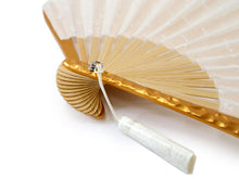 將圖片載入圖庫檢視器 Sensu, Foldable fan, Fan bag, 2-piece set in paulownia box, Women, White, Dot pattern
