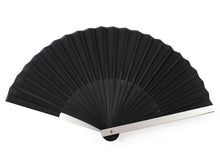 画像をギャラリービューアに読み込む, Sensu, Foldable fan, Fan bag, 2-piece set in paulownia box, Men, Black, Plain, Ruler