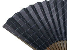 画像をギャラリービューアに読み込む, Sensu, Foldable fan, Fan bag, 2-piece set in paulownia box, Men, Navy, Lattice pattern