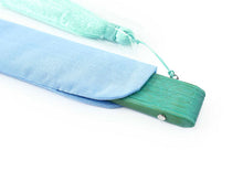 画像をギャラリービューアに読み込む, Sensu, Foldable fan, Fan bag, 2-piece set,Women Bicolor Saxe blue, Green, Plain