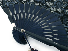 画像をギャラリービューアに読み込む, Sensu, Foldable fan, Fan bag, 2-piece set in paulownia box, Women, Masquerade Navy, Lace