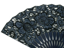 画像をギャラリービューアに読み込む, Sensu, Foldable fan, Fan bag, 2-piece set in paulownia box, Women, Masquerade Navy, Lace