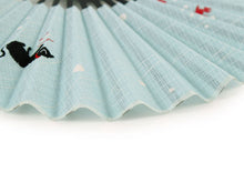 画像をギャラリービューアに読み込む, Sensu, Foldable fan, Fan bag, 2-piece set in gift box, Women,Light blue, Goldfish, Cat
