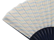 画像をギャラリービューアに読み込む, Sensu, Foldable fan, Fan bag, 2-piece set in paulownia box, Women, Light blue, Yellow, Light brown, Stripe