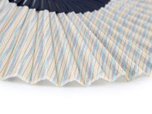 画像をギャラリービューアに読み込む, Sensu, Foldable fan, Fan bag, 2-piece set in paulownia box, Women, Light blue, Yellow, Light brown, Stripe