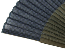 画像をギャラリービューアに読み込む, Sensu, Foldable fan, Fan bag, 2-piece set in gift box, Men, Blue Stylish Itimatsu, checkered pattern