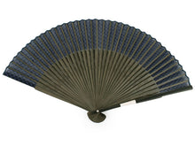 画像をギャラリービューアに読み込む, Sensu, Foldable fan, Fan bag, 2-piece set in gift box, Men, Blue Stylish Itimatsu, checkered pattern
