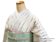 Load image into Gallery viewer, Lace Kimono, Women,Hitoe, Cool, Brown, Vertical stripes with circles and curves