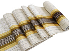 將圖片載入圖庫檢視器 Women's Silk HAKATA-ORI Nagoya Obi Belt With Tailoring - Beige, Yellow and Brown Stripe-