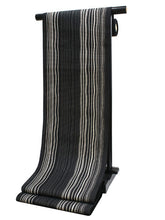 將圖片載入圖庫檢視器 Women's Silk HAKATA-ORI Nagoya Obi Belt With Tailoring - Black, Light Beige Stripe Pattern-