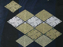 將圖片載入圖庫檢視器 Women's Tailored Washable Polyester Fukuro Obi Belt - Dark Brown, White and Blue Flower Pattern-