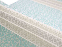 將圖片載入圖庫檢視器 Women's Tailored Washable Polyester Fukuro Obi Belt - Light Blue Green, Botanical Damask Pattern-