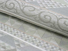 將圖片載入圖庫檢視器 Women's Tailored Washable Polyester Fukuro Obi Belt - Light Gray and Light Green, Geometric Patterns-