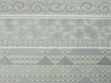 將圖片載入圖庫檢視器 Women's Tailored Washable Polyester Fukuro Obi Belt - Light Gray and Light Green, Geometric Patterns-