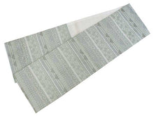 將圖片載入圖庫檢視器 Women's Tailored Washable Polyester Fukuro Obi Belt - Light Gray and Light Green, Geometric Patterns-