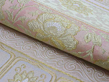 將圖片載入圖庫檢視器 Women's Tailored Washable Polyester Fukuro Obi Belt - Light Pink and Light Beige, Flower and Arabesque Pattern-
