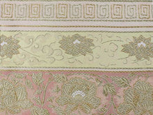 將圖片載入圖庫檢視器 Women's Tailored Washable Polyester Fukuro Obi Belt - Light Pink and Light Beige, Flower and Arabesque Pattern-