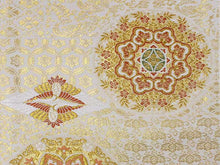 將圖片載入圖庫檢視器 Women's Tailored Washable Polyester Fukuro Obi Belt - Light Beige, Gold Flower Pattern-