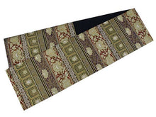 將圖片載入圖庫檢視器 Women's Tailored Washable Polyester Fukuro Obi Belt - Dark Green and Red,Flowers and Arabesques Pattern-