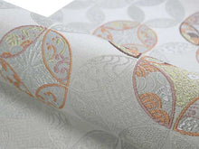 將圖片載入圖庫檢視器 Women's Tailored Washable Polyester Fukuro Obi Belt - Light Gray, Cloisonne Pattern-