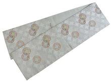 將圖片載入圖庫檢視器 Women's Tailored Washable Polyester Fukuro Obi Belt - Light Gray, Cloisonne Pattern-