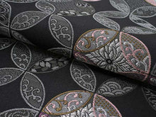 將圖片載入圖庫檢視器 Women's Tailored Washable Polyester Fukuro Obi Belt - Black, Cloisonne Pattern-