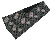 將圖片載入圖庫檢視器 Women's Tailored Washable Polyester Fukuro Obi Belt - Black, Cloisonne Pattern-