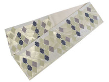 將圖片載入圖庫檢視器 Women's Tailored Washable Polyester Fukuro Obi Belt - Beige, Gold and Blue Diamond Shaped Pattern-
