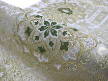 將圖片載入圖庫檢視器 Women's Tailored Washable Polyester Fukuro Obi Belt - Light Beige,Gold Flowers Pattern-