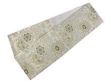 將圖片載入圖庫檢視器 Women's Tailored Washable Polyester Fukuro Obi Belt - Light Beige,Gold Flowers Pattern-