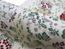 將圖片載入圖庫檢視器 Women's Tailored Washable Polyester Fukuro Obi Belt - Beige, Arabesque and Diamond Shaped Pattern-