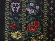 將圖片載入圖庫檢視器 Women's Tailored Washable Polyester Fukuro Obi Belt - Black, Arabesque and Diamond Shaped Pattern-