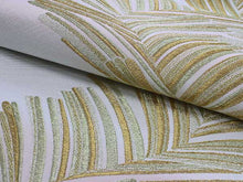 將圖片載入圖庫檢視器 Women's Tailored Washable Polyester Fukuro Obi Belt - Light Gray,Gold Fern Pattern-
