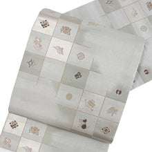 將圖片載入圖庫檢視器 Women's Tailored Washable Polyester Fukuro Obi Belt - Light Gray,Check Pattern-