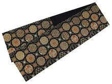 將圖片載入圖庫檢視器 Women's Tailored Washable Polyester Fukuro Obi Belt - Black ,Oblique Lattice with Flowers Pattern-
