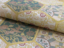 將圖片載入圖庫檢視器 Women's Tailored Washable Polyester Fukuro Obi Belt - Light Beige ,Hexagonal Pattern-