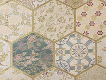 將圖片載入圖庫檢視器 Women's Tailored Washable Polyester Fukuro Obi Belt - Light Beige ,Hexagonal Pattern-