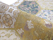 將圖片載入圖庫檢視器 Women's Tailored Washable Polyester Fukuro Obi Belt - Light Beige ,Hexagonal Pattern-