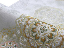 將圖片載入圖庫檢視器 Women's Tailored Washable Polyester Fukuro Obi Belt - Light Gray,Gold Flowers Pattern-