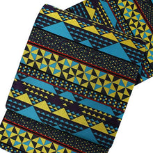 將圖片載入圖庫檢視器 Women's Tailored Washable Polyester Fukuro Obi Belt - Navy,Geometrical Pattern with vivid blue,yellow-
