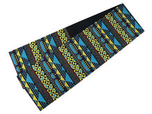 將圖片載入圖庫檢視器 Women's Tailored Washable Polyester Fukuro Obi Belt - Navy,Geometrical Pattern with vivid blue,yellow-