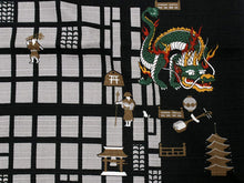 画像をギャラリービューアに読み込む, Small Furoshiki Black Kyoto map Kimono Japan