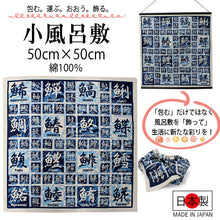画像をギャラリービューアに読み込む, Small Furoshiki, Blue Kanji of Fish