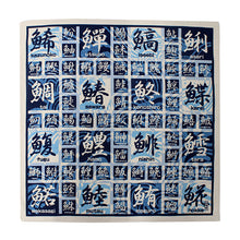 画像をギャラリービューアに読み込む, Small Furoshiki, Blue Kanji of Fish