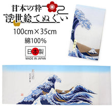 画像をギャラリービューアに読み込む, Ukiyoe Tenugui Hand Towel Hokusai nami The Great Wave Pattern