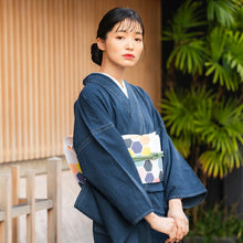 Load image into Gallery viewer, Women's Denim Kimono 4-Piece Set (Kimono, Obi, Obiage, Obijime) for everyday wear